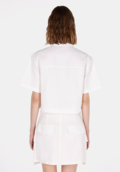 Image de Chemise À Manches Courtes Blanc Droit Regular Fit Femme