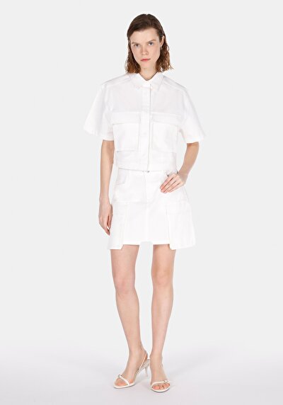 Image de Chemise À Manches Courtes Blanc Droit Regular Fit Femme