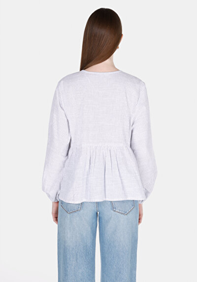 Image de Chemise À Manches Longues Blanc Regular Fit Rayé Uni Femme