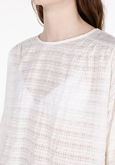 Image de Chemisier À Manches Longues Blanc Regular Fit Femme