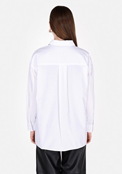Image de Chemise À Manches Longues Blanc Regular Fit Droit Uni Femme
