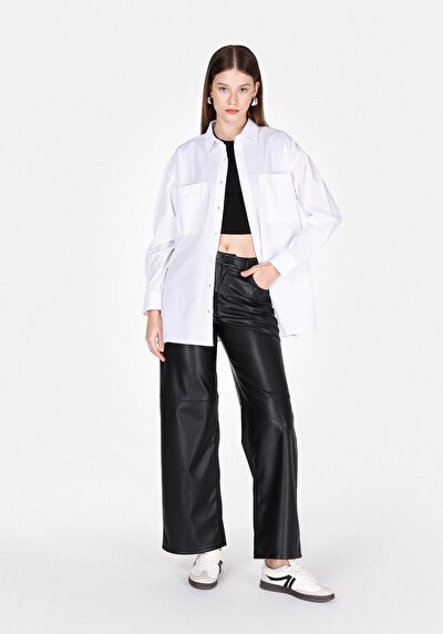 Image de Chemise À Manches Longues Blanc Regular Fit Droit Uni Femme
