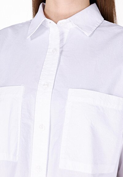 Image de Chemise À Manches Longues Blanc Regular Fit Droit Uni Femme