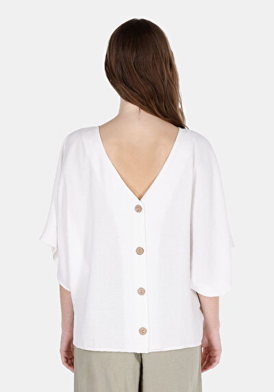 Image de Chemise À Manches Courtes Blanc Droit Regular Fit Femme