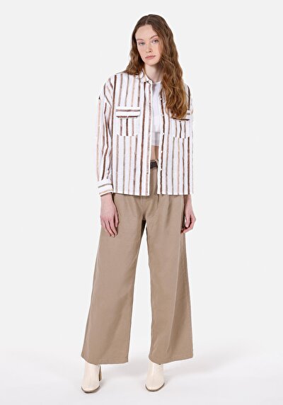 Image de Chemise À Manches Longues Blanc Regular Fit Rayé Uni Femme