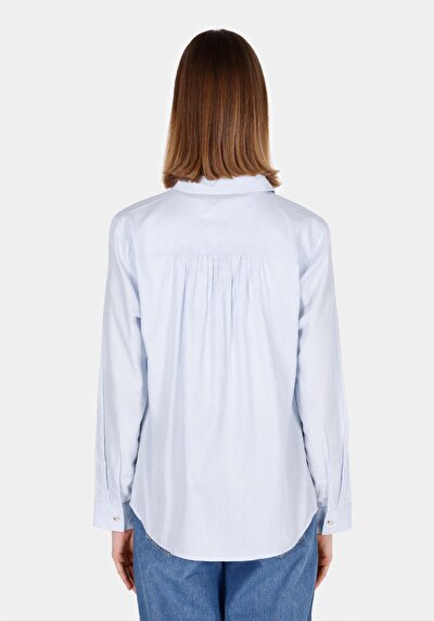 Image de Chemise À Manches Longues Bleu Regular Fit Droit Uni Femme