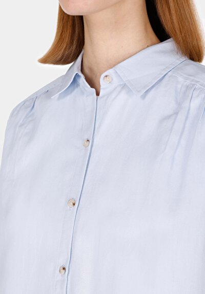 Image de Chemise À Manches Longues Bleu Regular Fit Droit Uni Femme