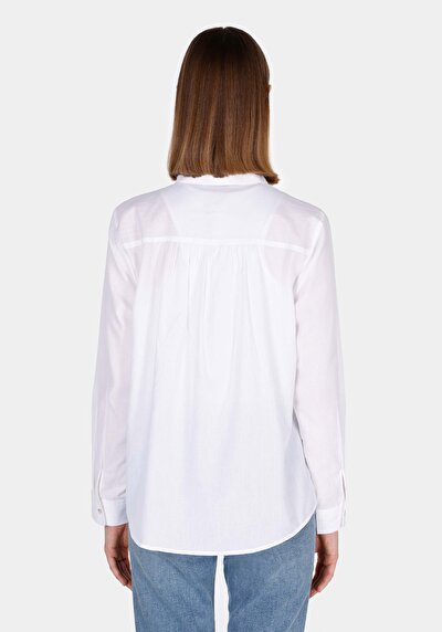 Image de Chemise À Manches Longues Blanc Regular Fit Droit Uni Femme