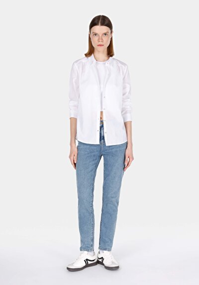 Image de Chemise À Manches Longues Blanc Regular Fit Droit Uni Femme