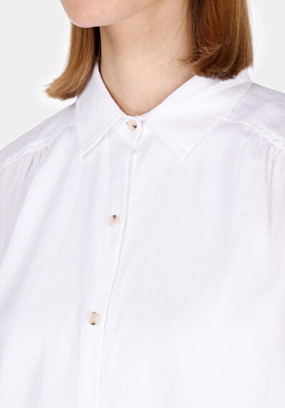 Image de Chemise À Manches Longues Blanc Regular Fit Droit Uni Femme