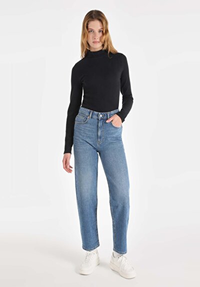Image de 884 Lauren Pantalon Bleu Straight Leg En Straight Fit Femme
