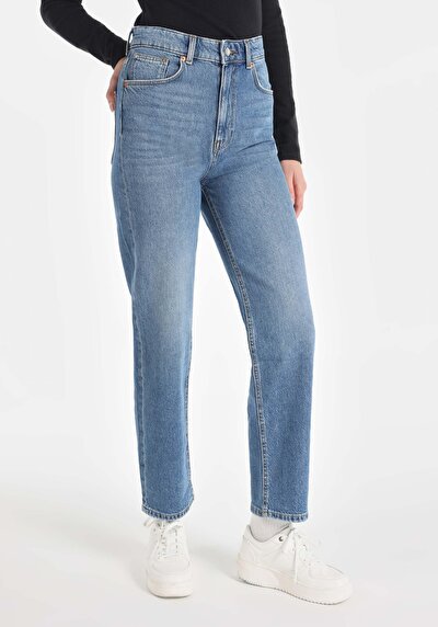 Image de 884 Lauren Pantalon Bleu Straight Leg En Straight Fit Femme