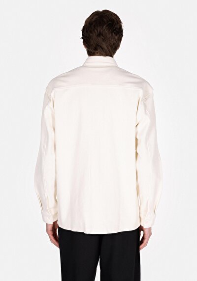 Image de Chemise À Manches Longues Ecru Regular Fit Droit Verrouillage Homme