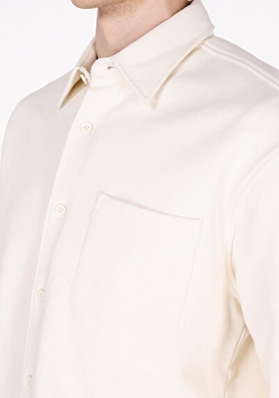 Image de Chemise À Manches Longues Ecru Regular Fit Droit Verrouillage Homme