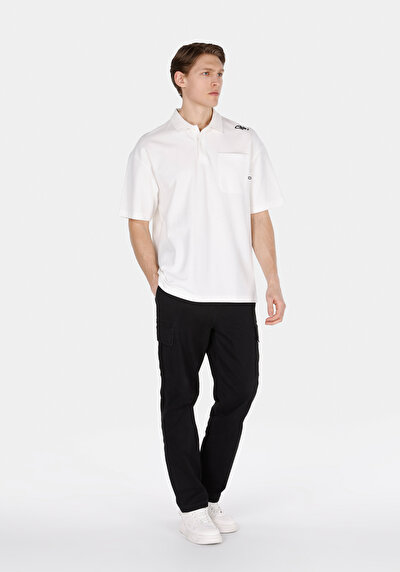 Image de T-shirt Polo À Manches Courtes Blanc Droit Oversize Fit Homme
