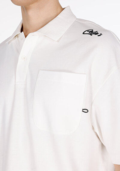 Image de T-shirt Polo À Manches Courtes Blanc Droit Oversize Fit Homme