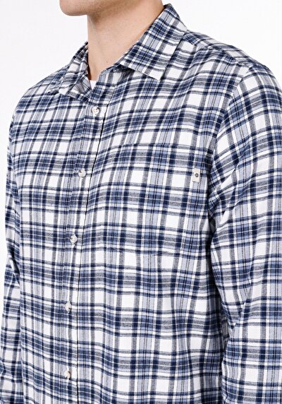 Image de Chemise À Manches Longues Marine Regular Fit Plaid Popeline Homme