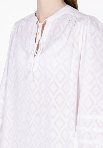 Image de Chemisier À Manches Longues Blanc Regular Fit Femme