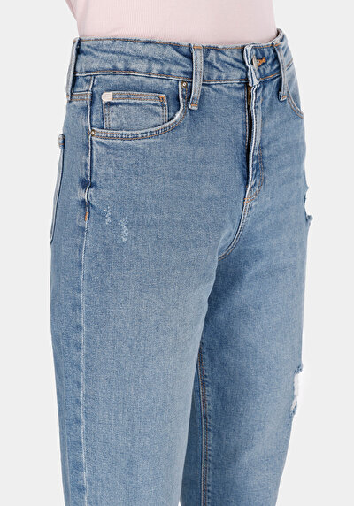 Image de 896  Maria Pantalon  Tapered Leg High Rise En Jean Mom Fit Femme