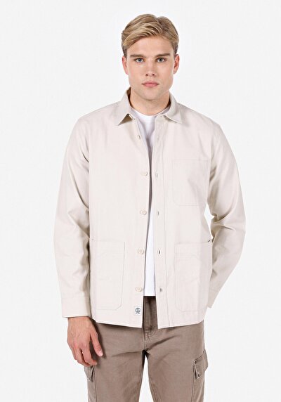 Image de Surchemise Manches Longues Ecru Comfort Fit Homme
