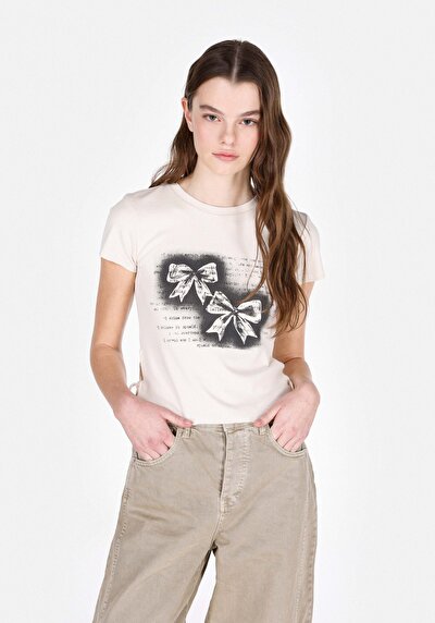 Image de Blouse À Manches Courtes Ecru Slim Fit Manches Courtes Femme