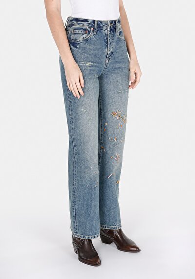 Image de 900 Laris Pantalon En Jean Straight Fit Femme
