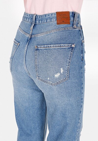 Afficher les détails de 884 Lauren Pantalon  Straight Leg High Rise En  Straight Fit Femme