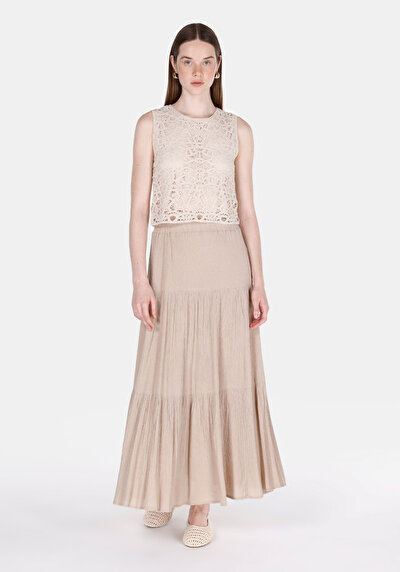 Image de Jupe Beige  Droit Uni Maxi Femme