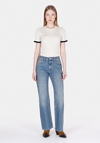Image de 880 Elisa Pantalon    En Jean Straight Fit Femme