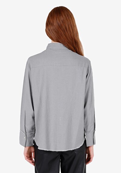 Image de Chemise À Manches Longues Gris Regular Fit Droit Uni Femme
