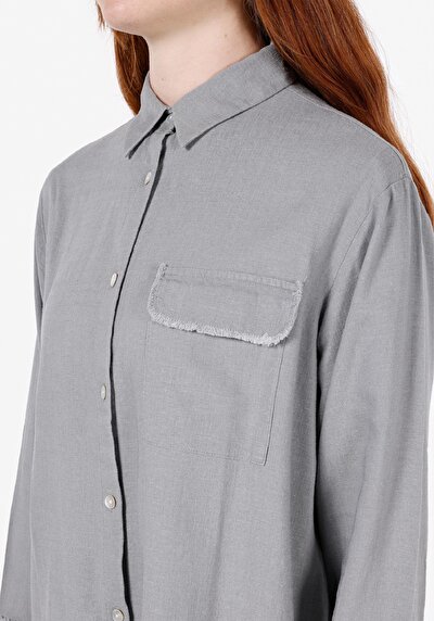 Image de Chemise À Manches Longues Gris Regular Fit Droit Uni Femme