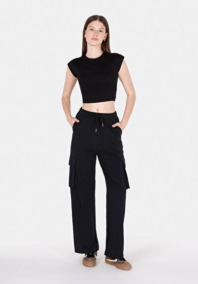 Afficher les détails de Pantalon De Survêtement Noir Regular Fit Femme