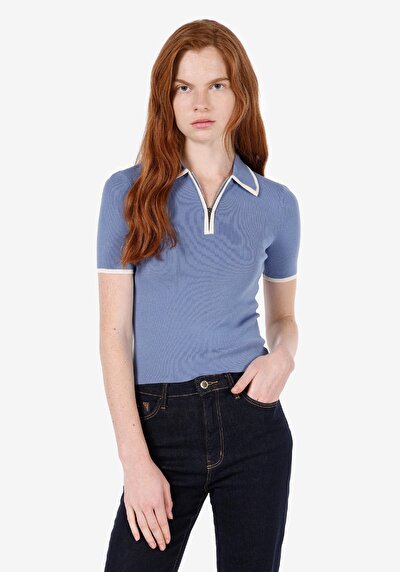 Image de Tricot Bleu Slim Fit  Femme