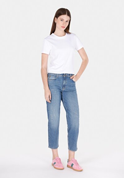 Image de 893 Julia Pantalon Tapered Leg Medium Rise En Jean Boyfriend Fit Femme
