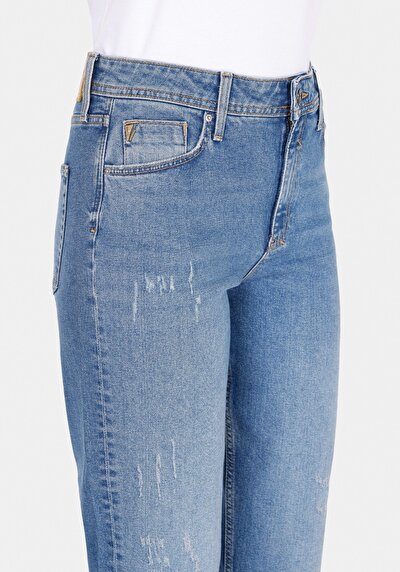 Image de 893 Julia Pantalon  Tapered Leg Medium Rise En Jean Boyfriend Fit Femme