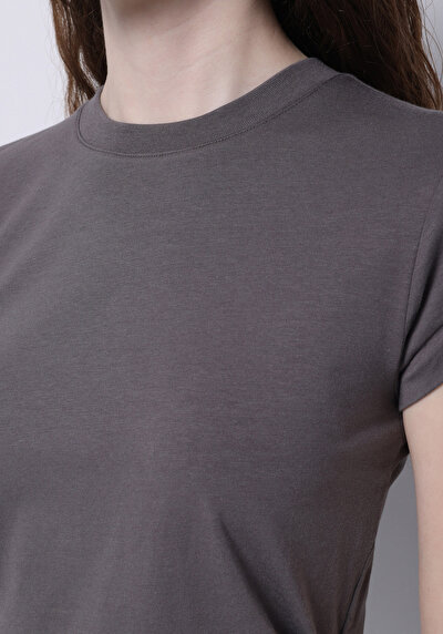 Image de Blouse À Manches Courtes Gris Slim Fit Manches Courtes Femme
