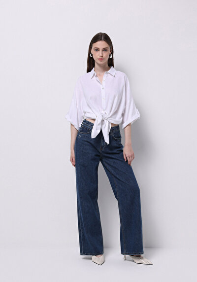 Image de Chemise À Manches Longues Blanc Relaxed Fit Droit Uni Femme