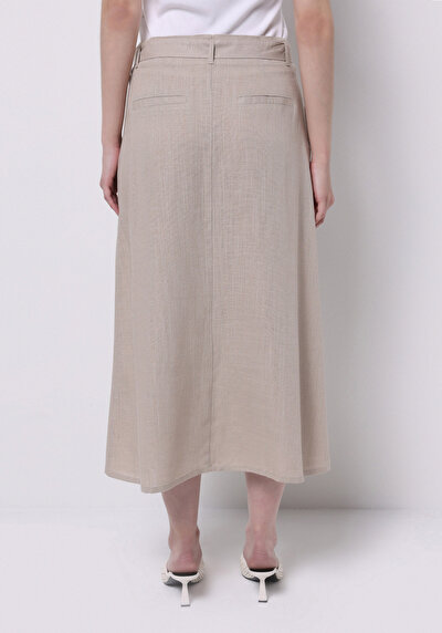 Image de Jupe Beige Midi Droit Sergé Mdi Femme