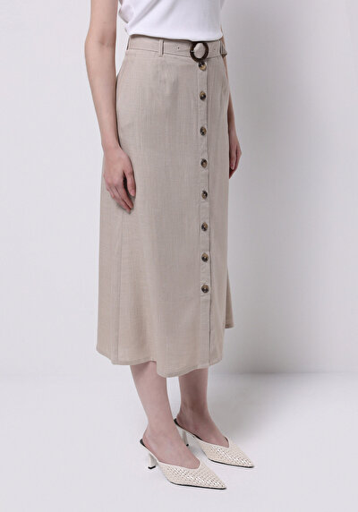 Image de Jupe Beige Midi Droit Sergé Mdi Femme