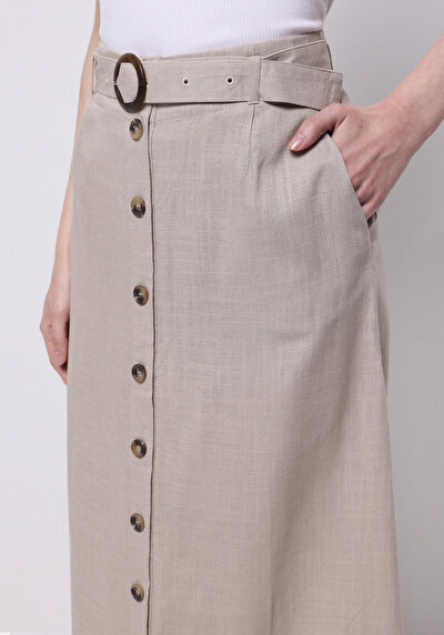 Image de Jupe Beige Midi Droit Sergé Mdi Femme