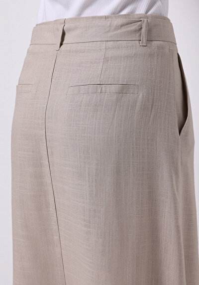 Afficher les détails de Jupe Beige Midi Droit Sergé Mdi Femme