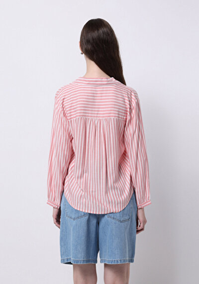 Image de Chemise À Manches Longues Rouge Regular Fit Rayé Ratière Femme