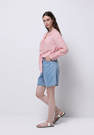 Image de Chemise À Manches Longues Rouge Regular Fit Rayé Ratière Femme