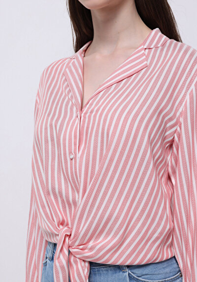 Image de Chemise À Manches Longues Rouge Regular Fit Rayé Ratière Femme
