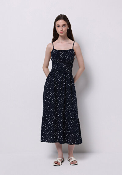 Afficher les détails de Robe Marine Regular Fit Sans Manches Mdi Sergé Femme