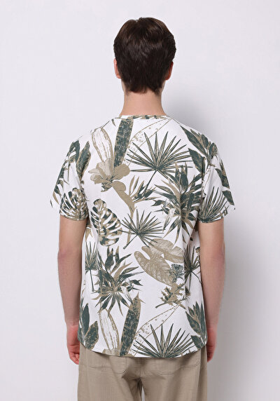 Image de T-shirt À Manches Courtes Vert Regular Fit Imprimé Homme