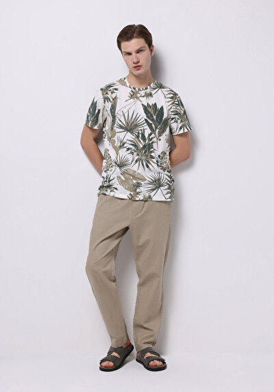 Image de T-shirt À Manches Courtes Vert Regular Fit Imprimé Homme
