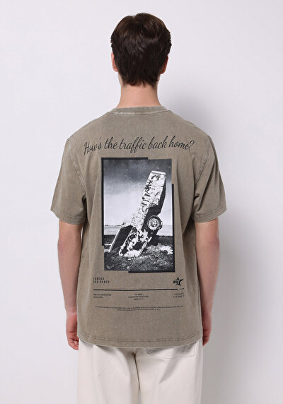 Image de T-shirt À Manches Courtes Beige Comfort Fit Droit Homme