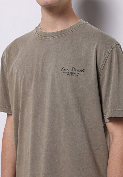 Image de T-shirt À Manches Courtes Beige Comfort Fit Droit Homme