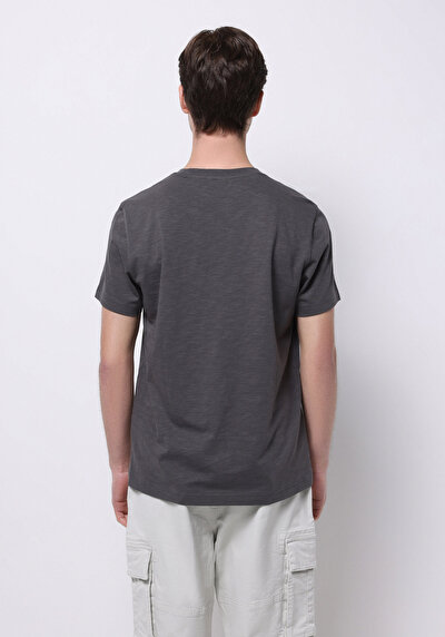 Image de T-shirt À Manches Courtes Gris Regular Fit Droit Homme